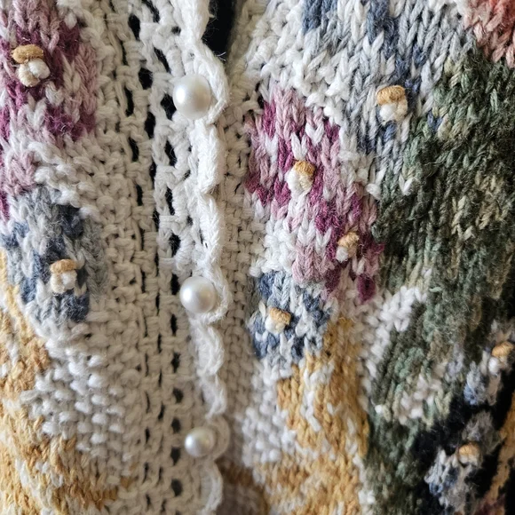 Marisa Christina Black Cardigan with Floral Embroidery Hand Knit - Picture 3 of 5